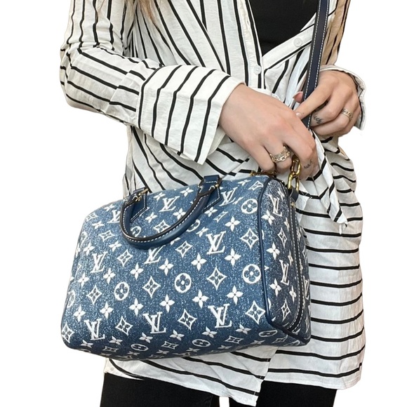Louis Vuitton Monogram Denim Speedy Bandouliere 25 - Picture 2 of 9